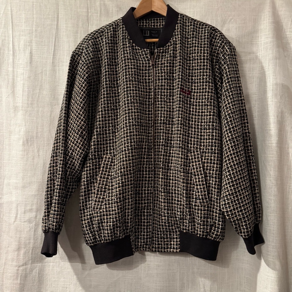 Dunhill Black and White Patterned Bomber Jacket